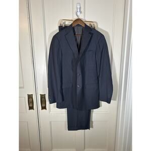 Hart Schaffner Marx Pin Striped 2 Piece Suit Mens Size 42L 36x32 Blue Classic